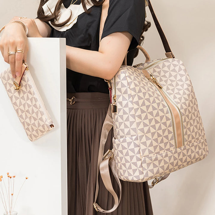 2pcs Backpack And Handbag Set, For Women, Waterproof Double Shoulder Crossbody Bag, Women's Travel Send Co