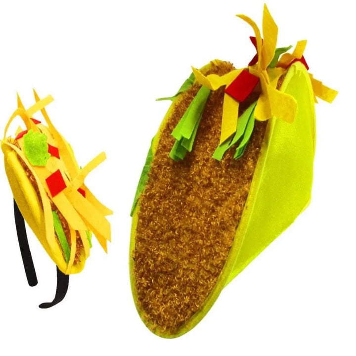 New Year Halloween French Fries Hat Cloth Personalized Taco Hair Hoop Yellow Head Accessories Creative Pizza Hat Headwear