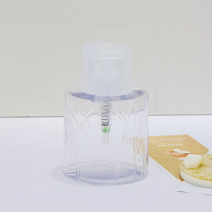 Lockable Empty Pump Dispenser Refillable Bottle, Nail Manicure Cleaner Makeup Remover Container Press Bottle