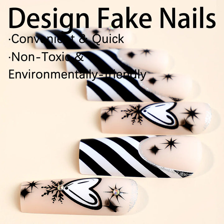Scary Blood Skull Fake Nails Long Coffin Ballet Halloween Style False Nails 24pcs Wearable Press on Nail tips for Halloween Gift