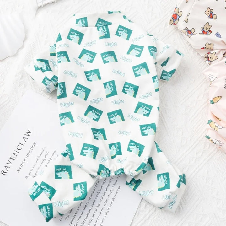 Pet Dog Clothes for Small Dogs Soft Warm Dog Jumpsuits Fashion Print Puppy Pajamas Cute Cat Sleepingwear Pet Onesie Dog Overalls