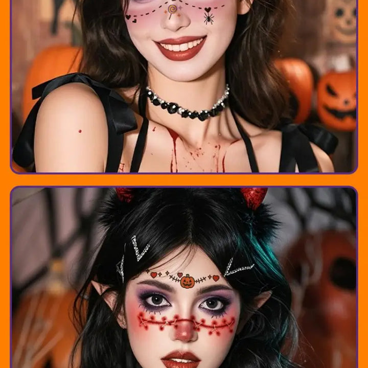 Halloween Makeup Face Stickers Cute Makeup Tattoo Stickers Waterproof and Sweat-Proof Tattoo Stickers