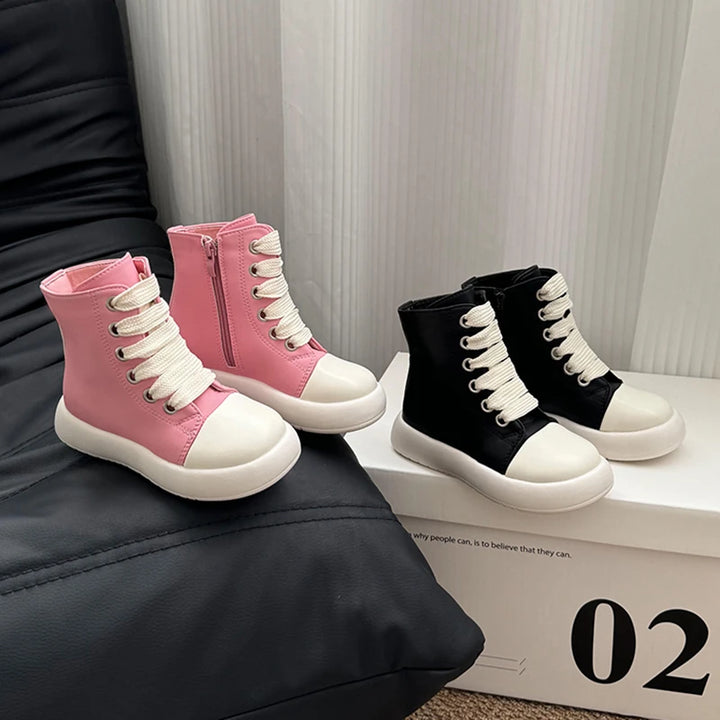 Children's Boots Autumn and Winter New Korean Style Short Boots for Boys and Girls Waterproof Mid-Calf Baby Girl Leather Boots Fashionable Brand Shoes