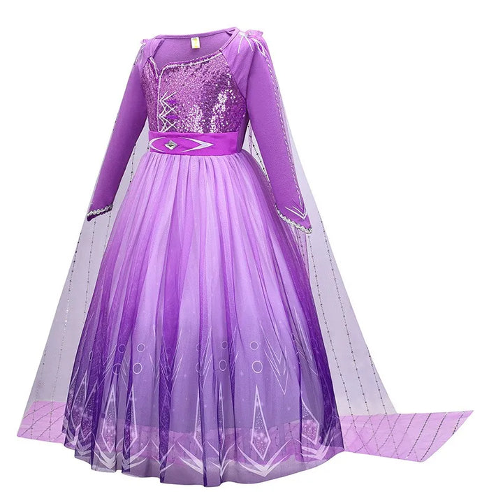 Halloween Costume for Kids Girl's Elsa Mesh Ball Dress With Ruffle Trim Embroidered Birthday  Princess Dresses for Baby
