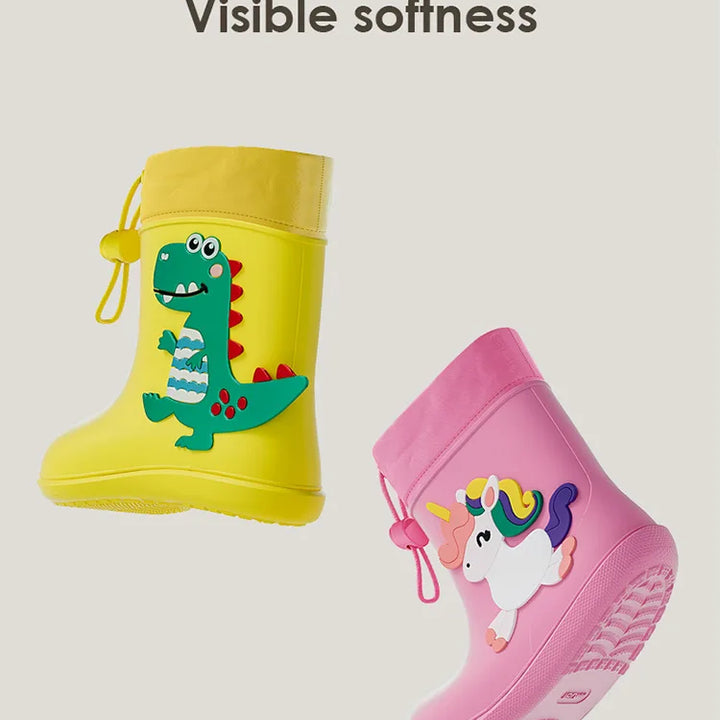 Kids Girl Boy Rain Boots Waterproof Toddler Rainboots Children's Shoes Rubber Boots Kids Baby Cartoon Dinosaur Water Shoes Boots