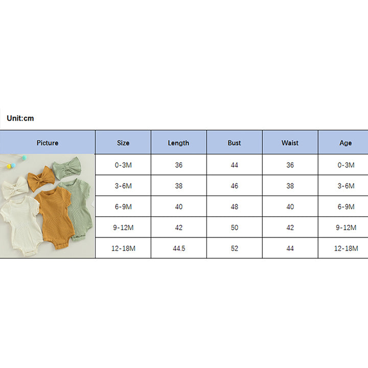 Newborn Baby Girl Clothes Solid Color Ribbed Knit Short Sleeve Romper Bodysuit Jumpsuit with Headband Summer Outfit