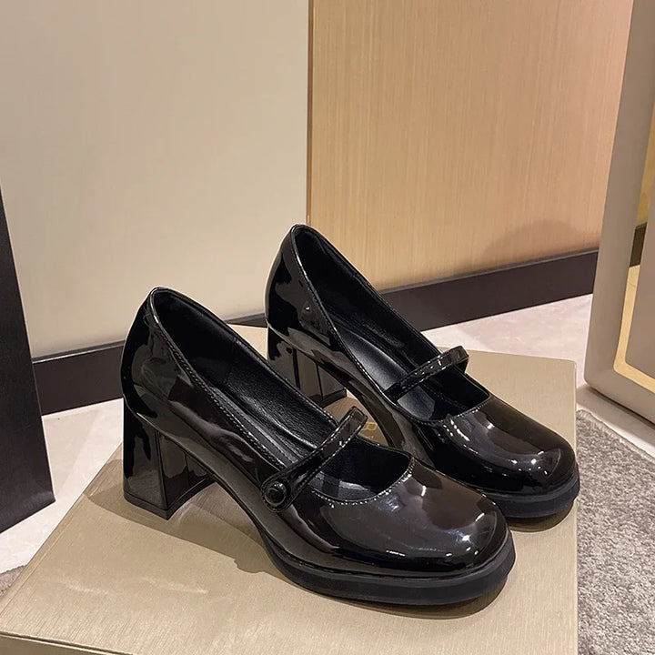 Women's Dresses Leather Shoes New Spring Autumn Women's Loafers Fashion Catwalk Versatile Mary Jane Shoes Ladies High Heel Shoes