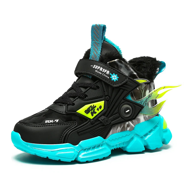 Winter Kids Shoes Boys Non-slip Sport Shoes Outdoor Snow Ankle Boots Waterproof Warm Sneakers Child High Top Cotton Casual Shoes