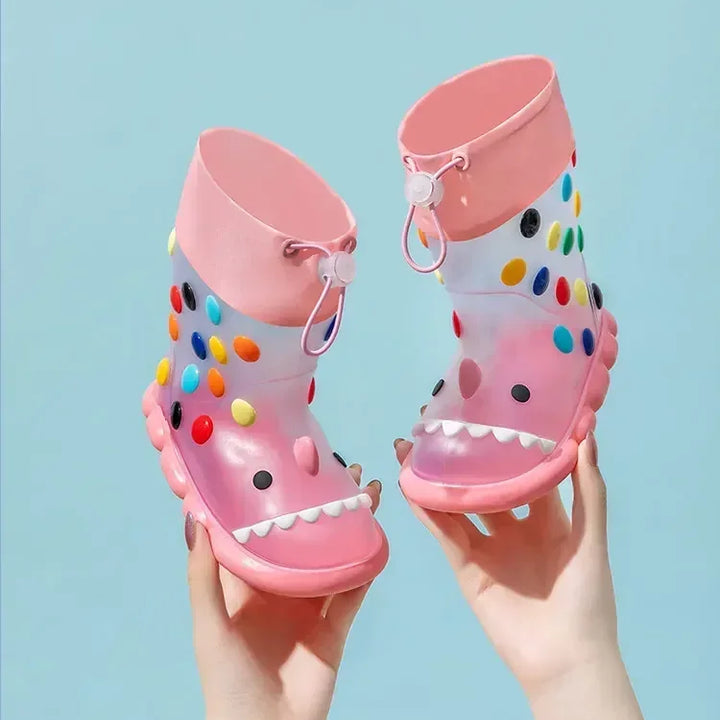 Anti-Slippery Rain Boots Kids Fashion Casual Waterproof Boys Girls Print Cartoon Children PVC Soft Soles Shoes 2025 Summer