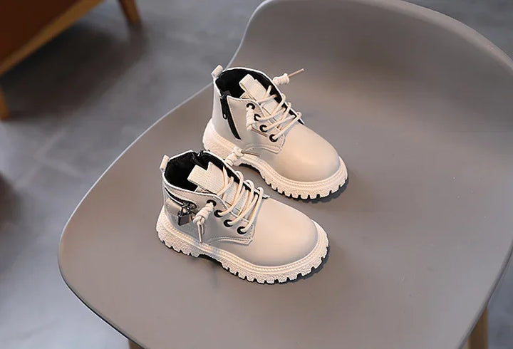 Kids Boots for Boys Spring Autumn Children's Causal Ankle Boots Fashion Black Versatile Girls School Leather Boots Side Zipper