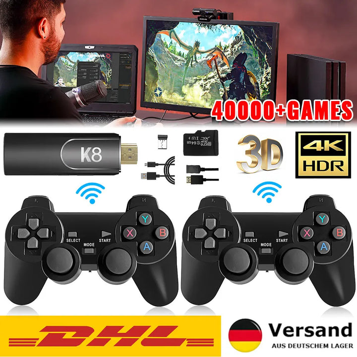 4K HD K8 Gamepad 64G Retro Video Game Console 40000+ Game 40+ Emulator Dual Wireless 2.4G Controller Retro Console Kids Gift Gam