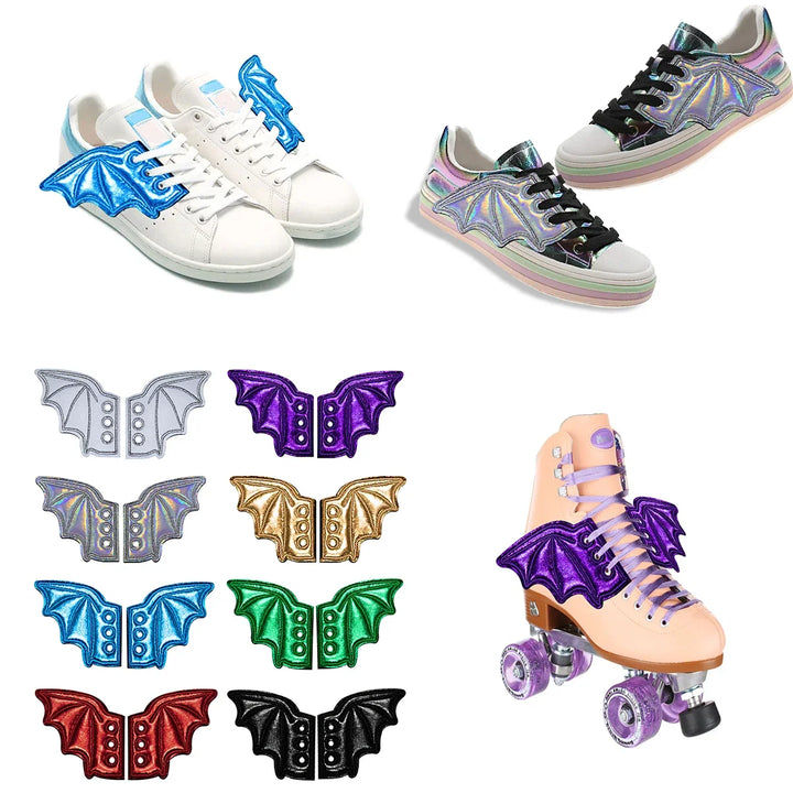 Halloween Party Bats Wings Shoes Charms Accessory Boots Bat Wings Lace Up Sport Shoes Wings DIY Skate Punk Shoe DIY Decorations