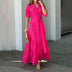 Women Long Sleeve dress Turn Down Collar Single Breasted Button Solid Loose fit