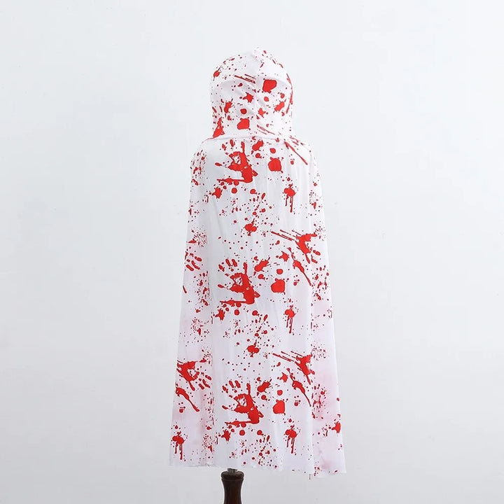 Casual Bloodstain Halloween Costume Cosplay Props Funny Party Halloween Death Cloak with Cap Dark Plaid Spider Web Cape Adults
