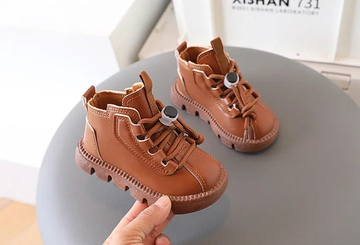 Boys Boots Kids Ankle Boots 2025 Autumn Winter New Toddlers Children Fashion Boots for Little Boy Girl Lace-up Soft Rubber