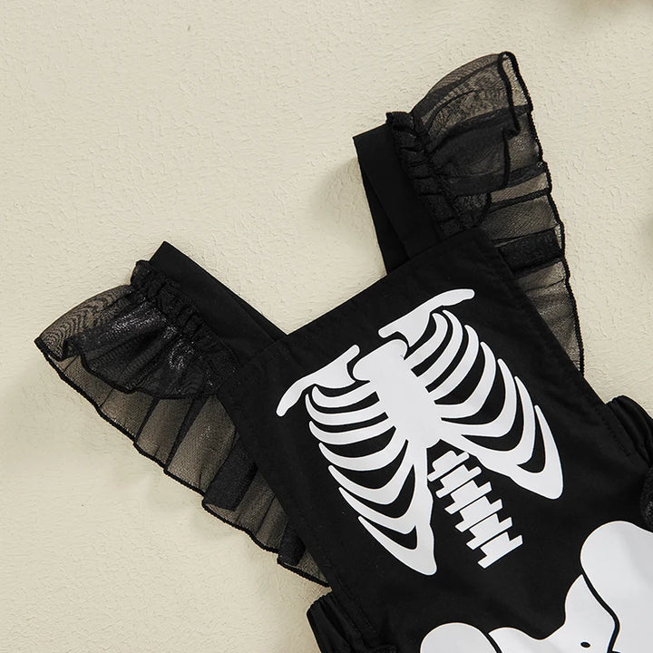 Baby Clothing Girl Halloween Romper Skeleton Print Ruffles Jumpsuit for Newborn Cute Clothes