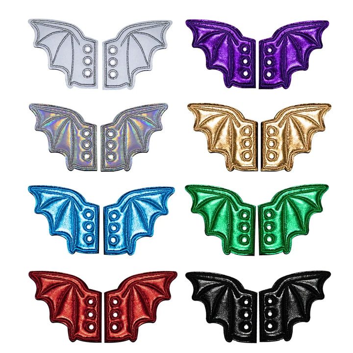 Halloween Party Bats Wings Shoes Charms Accessory Boots Bat Wings Lace Up Sport Shoes Wings DIY Skate Punk Shoe DIY Decorations
