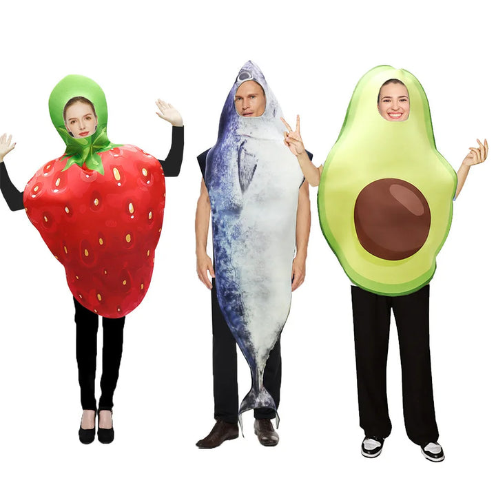 Funny Avocado Avocado Costume Halloween Adult Men's Role Play Green Fruit Costume Suit Women's Carnival Party Stage Play Dress