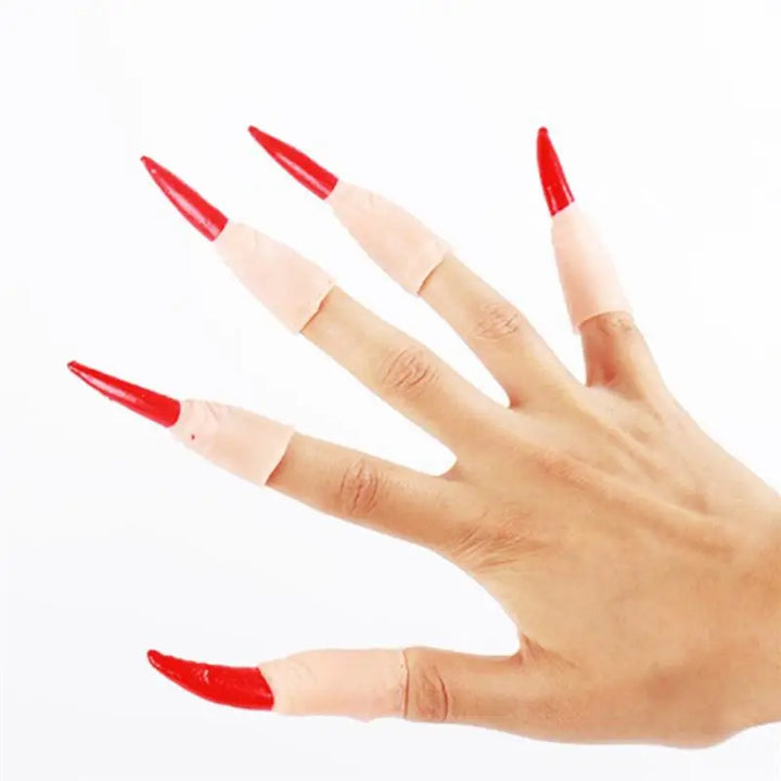 10pcs With Finger Nail Cover False Nails Witch Fingernail Claws Halloween Masquerade Finger Nails Cosplay Costume Trick Props