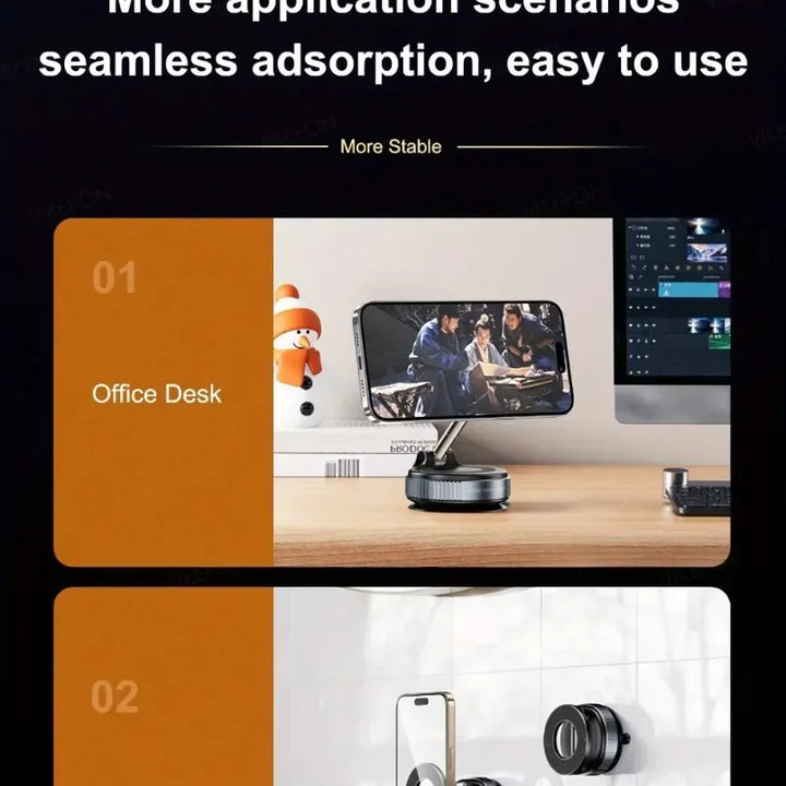 Magnetic Car Phone Holder 360° Rotation Folding With Vacuum Suction Cup For iPhone 12-16 Series Car/Gym/Driving Phone Holder