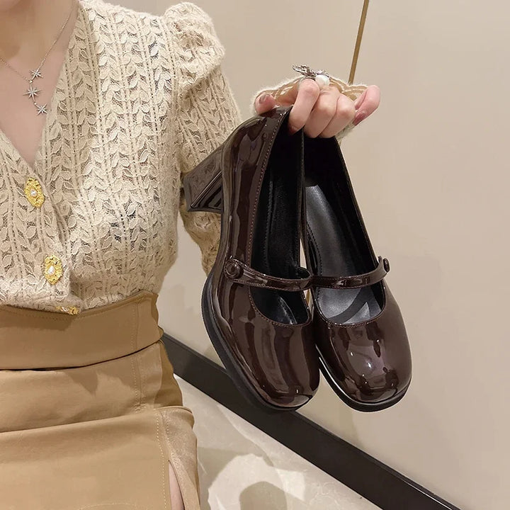 Women's Dresses Leather Shoes New Spring Autumn Women's Loafers Fashion Catwalk Versatile Mary Jane Shoes Ladies High Heel Shoes