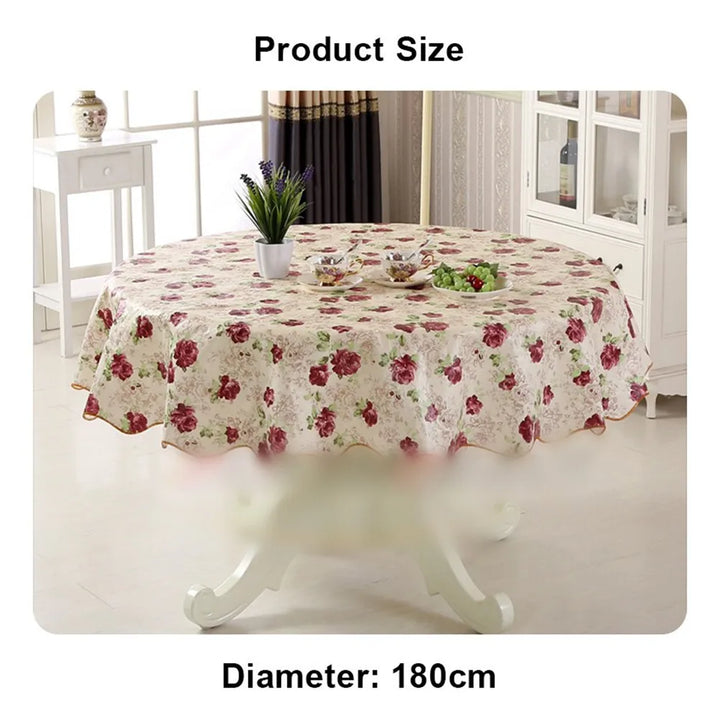 Round Table Cloth 152/180cm Waterproof Table Cloth Oil Round Tablecloth Flower PVC Tablecloth Household Kitchen Tablecloth