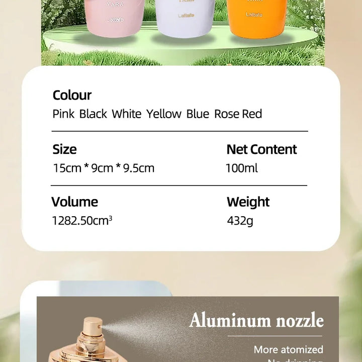 Original Yara Perfume Women Men Eau De Parfum Spray High Quality Arabian Perfume Lasting Fragrance Pheromone Light Fragrance