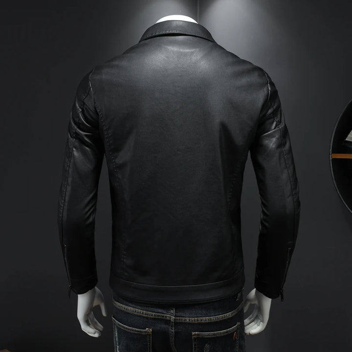 Spring Autumn Mens Leather Jackets Slim Fit Male Fashion Faux Windproof Warm Coats Man Brand Clothing