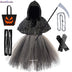 Halloween Grim Dresses Horror Death Cosplay Black Cloak Costume kids Girls Party Clothes Halloween Dress Demon Ghosts Costume