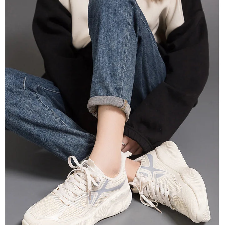 Sports Sneakers for Women Versatile Thick Soled Casual Breathable Running Shoes Soft Sole Slip-Resistant for Everyday Use