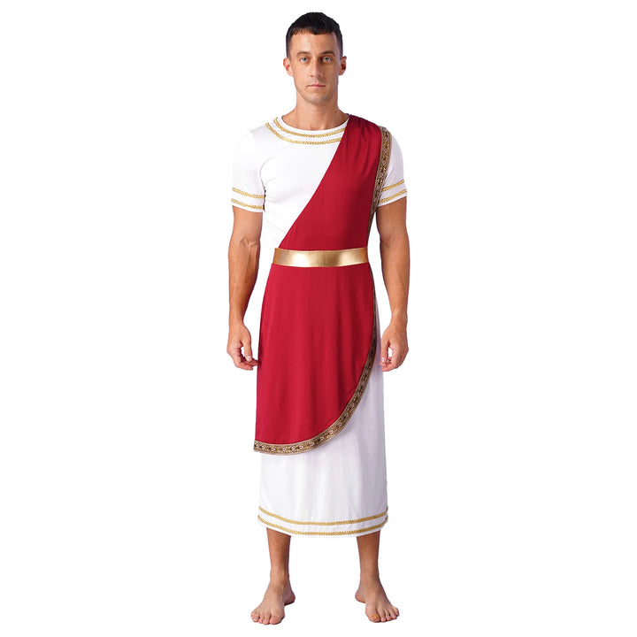 Halloween Men Ancient Greek Roman Toga Adults Retro Gold Cosplay Costume Long Robe Carnival Theme Party Fancy Dress Outfits
