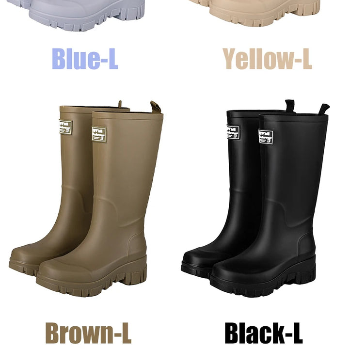 Women Waterproof Boots New Style Elastic Mouth Ankle Boots Mid Top Rain Shoes Non Slip Outdoor Indoor Chelsea Water Boot Woman