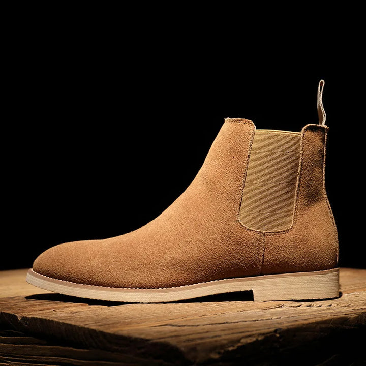 Man Retro Suede Genuine Leather Chelsea Boots Men Fashion Short Ankle Boot Casual British Style High-Top Shoes