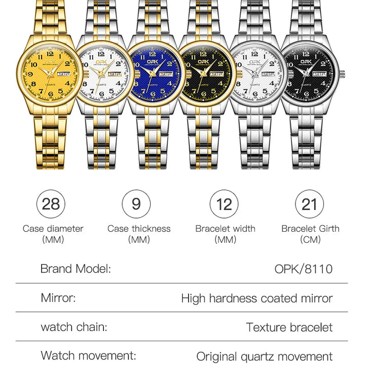 OPK 8110 Watch For Women Quartz Watch Waterproof Classic Luxury Brand Ladies Watch Stainless Steel Strap Watches Reloj Mujer