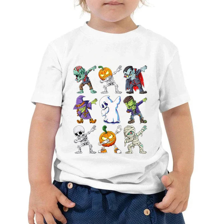 Kids Halloween T Shirt Skeleton Zombie Pumpkin Monster Dabbing T-Shirts Round Neck Funny Summer Halloween Boys Girls New Tshirt