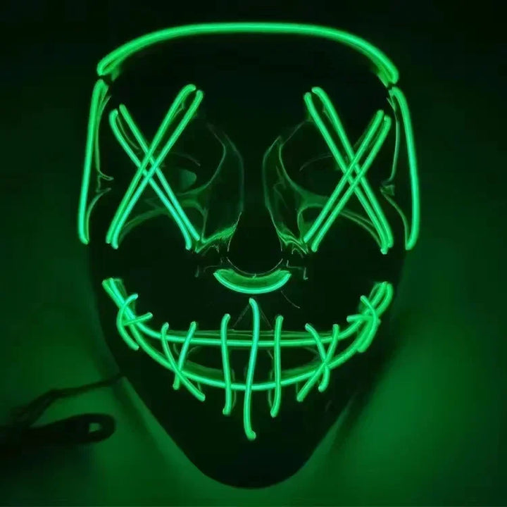 Halloween Party LED Illuminated Black V Shape Mask Haunted House Bar Party Cos Light Up Mask Halloween Party Scary Mask Decor