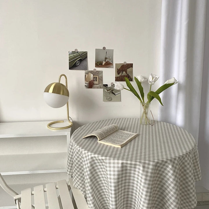 Dustproof Plaid Table Cloth Korean Tablecloth Simple Dining Desk Cover Rectangle Photo Background Cloth Living Room Decor 식탁보