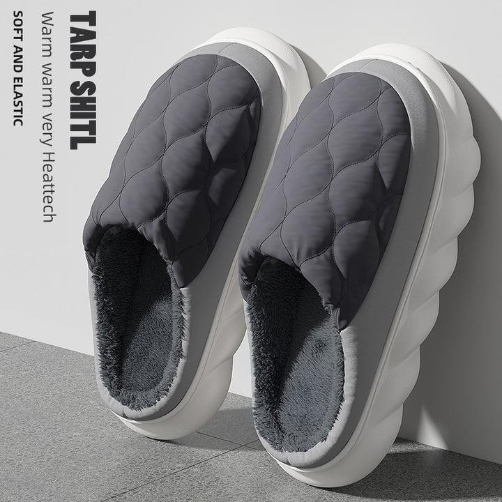 Waterproof Cotton Slippers Men Autumn and Winter 2025 New Arrival Indoor Home Non-Slip down Heattech Cotton Slippers Men's Winter