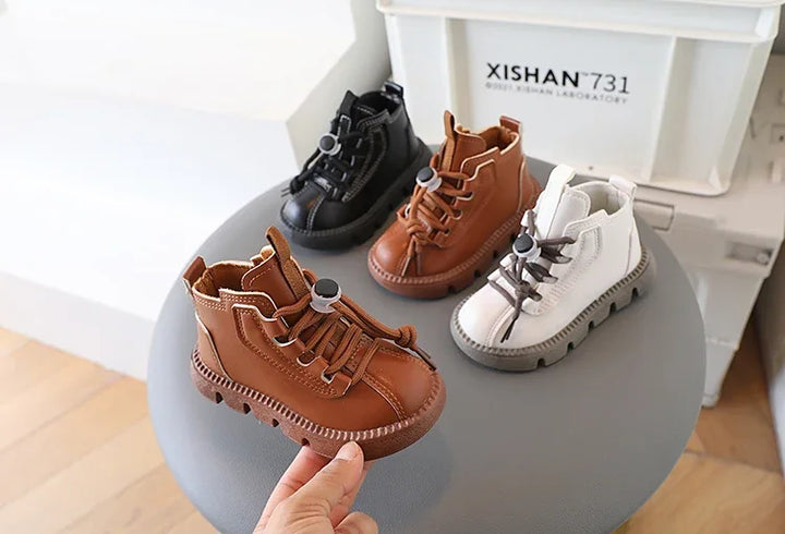 Boys Boots Kids Ankle Boots 2025 Autumn Winter New Toddlers Children Fashion Boots for Little Boy Girl Lace-up Soft Rubber