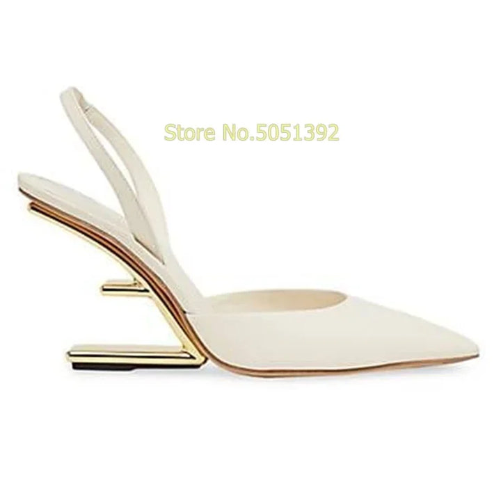 Silver Crystal Back Strap Pumps Strange Style Sexy Pointed Toe Shallow Slip On Fashion 2024 Summer Spring Women Dress Shoes
