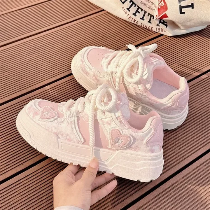 Sweet Women Sneakers Pink Kawaii Design Fashion Womens Sports Shoes Cute Patchwork Korean Style Casual Female Shoes