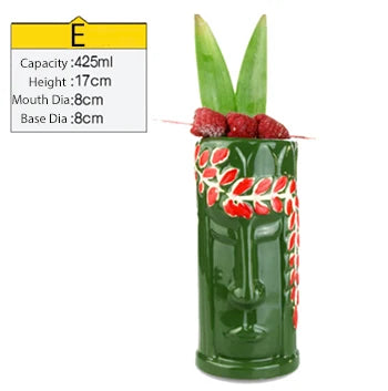 Tiki Mugs Ceramic Hawaiian Luau Party Mugs Drinkware, Cute Exotic Cocktail Glasses, Tiki Bar