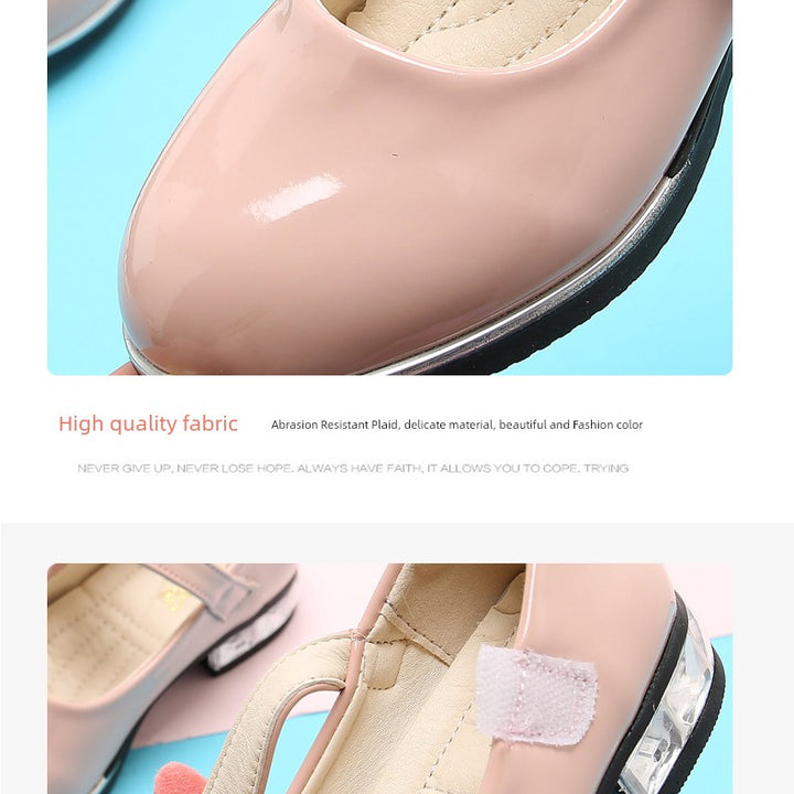 Girl Princess Little Leather Shoes 2025 New Arrival Kids Black Crystal Student Performance Flats Children's Soft Sole Children's Shoes