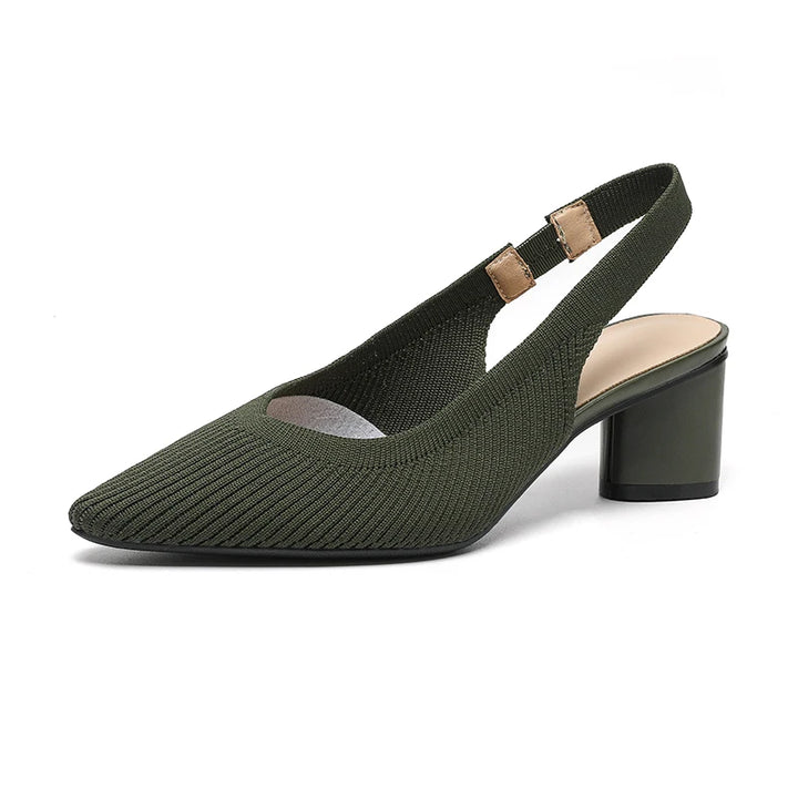 DIMANYU Women Dress Shoes Knitted Solid Color Toe Back Trip Fashion Sandals Women Pointed Toe Shallow Sidespace Women Sandals