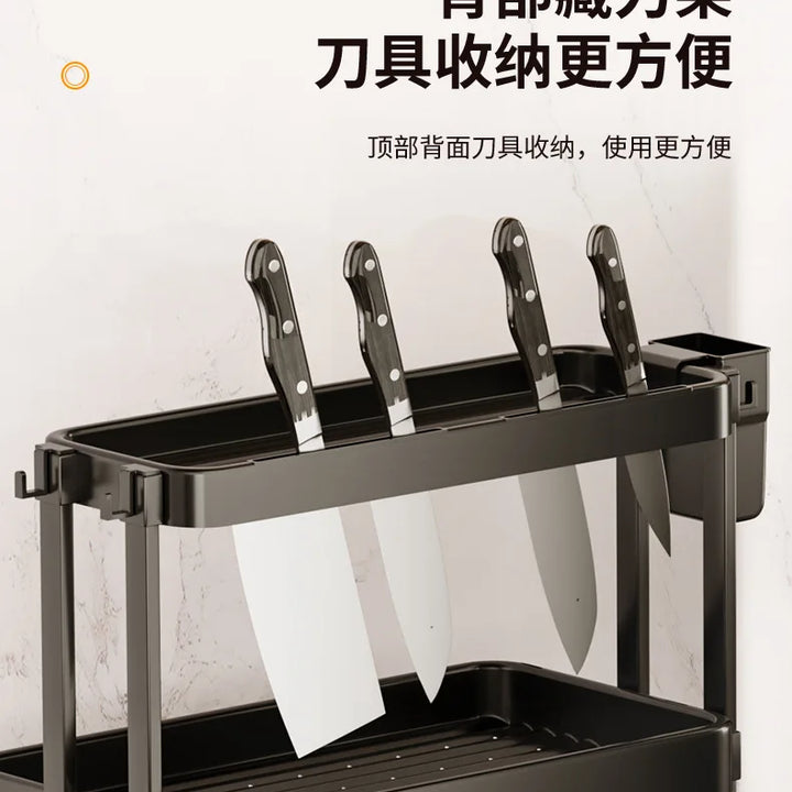 Kitchen Storage Rack, Multi-Purpose Spice Organizer, Countertop Utensil Holder for Knives, Chopsticks, Oil, Salt, Soy Sauce, Vin