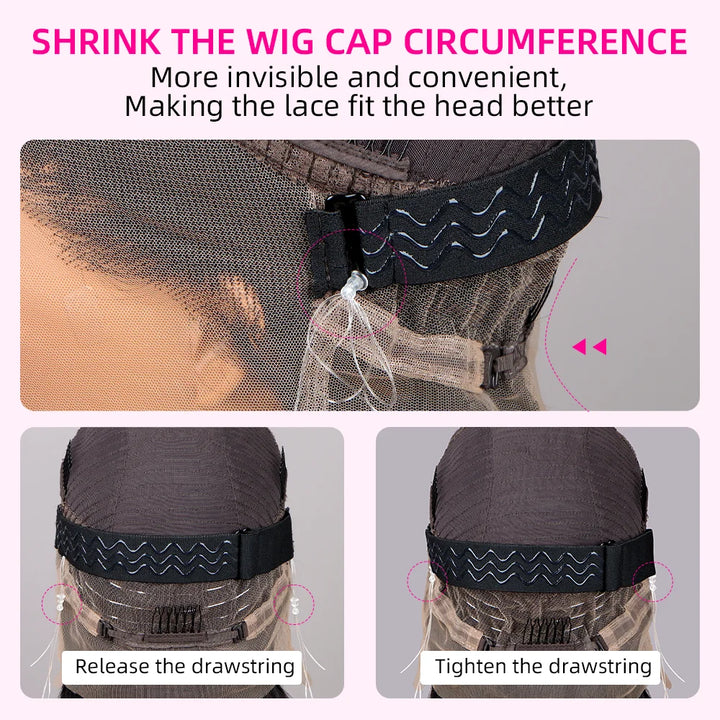 Hidden Strap Straight 360 Lace Front Wigs Human Hair Pre Plucked 12A Glueless Brazilian Virgin Wig With Drawstring HD Full Lace