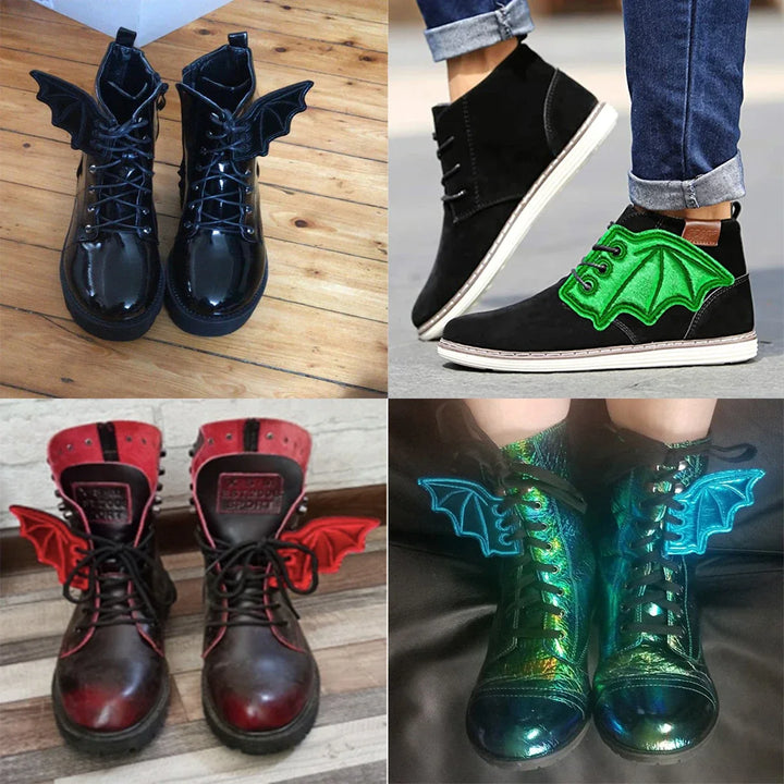 Halloween Party Bats Wings Shoes Charms Accessory Boots Bat Wings Lace Up Sport Shoes Wings DIY Skate Punk Shoe DIY Decorations