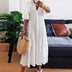 Fashion New Women's Pleated Dress V-neck Single Breasted Casual  Elegant Temperament Style Long Dress