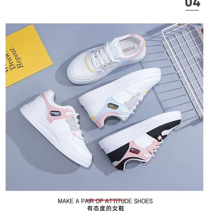 2023Women Sneakers PU Leather Women's Shoes White Platform Casual Sneaker Spring Summer Female Board Shoes Flats Ladies Trainers