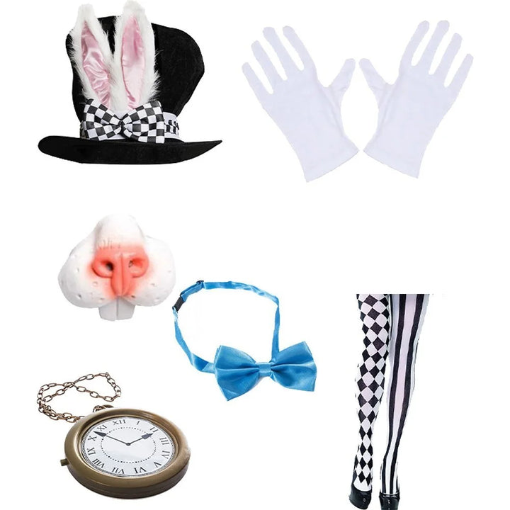 Halloween Easter White Rabbit Top Hat Alice Cosplay Bunny Bowler Men Women Magician Costume Accessory Suit Fairy Tale Tea Party